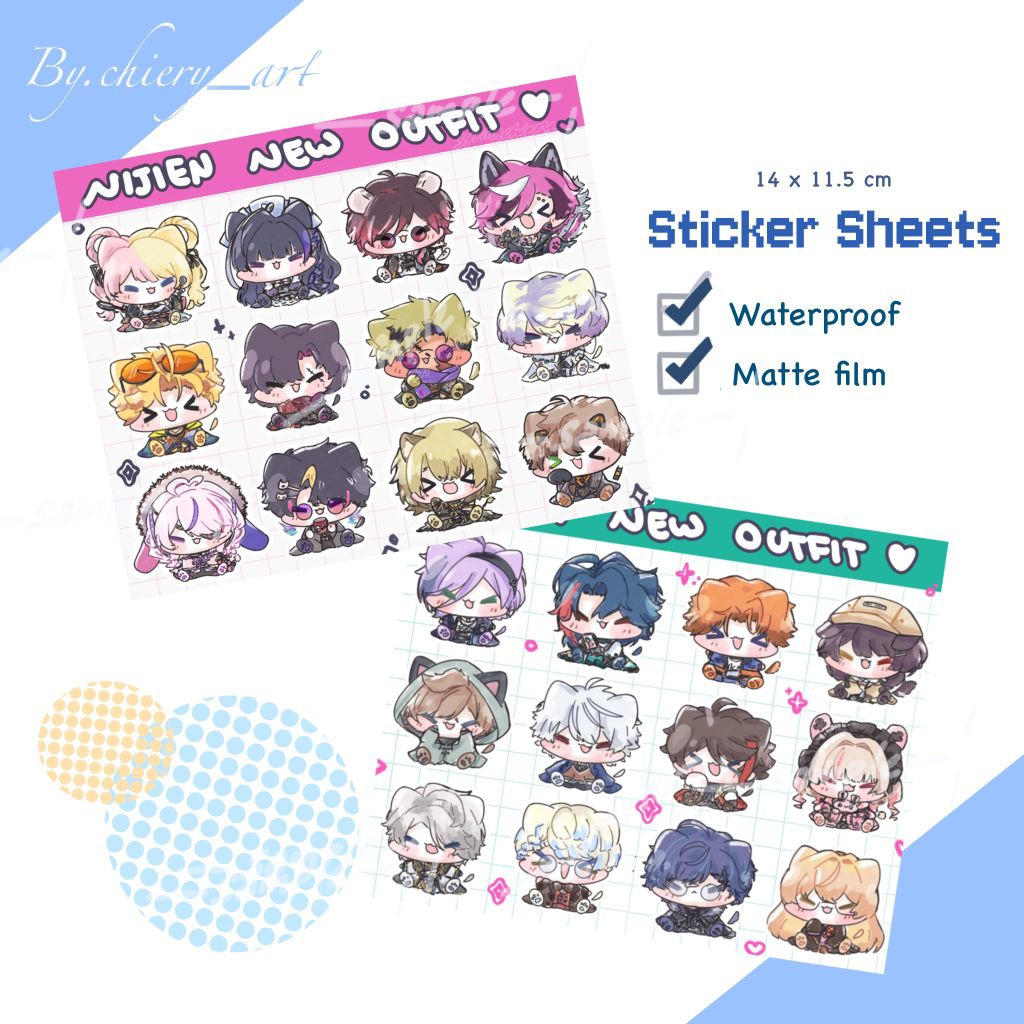 Nijisanji JP & EN Waterproof Matte Sticker Sheet