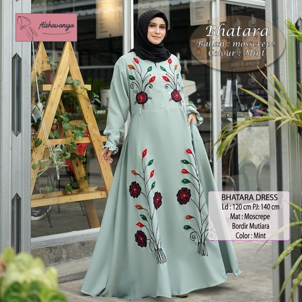 Bathara Dress by Alshavanya Gamis Mix Bordir Mutiara Gamis Ld 120cm Gamis Mewah Gamis Lebaran Mewah 