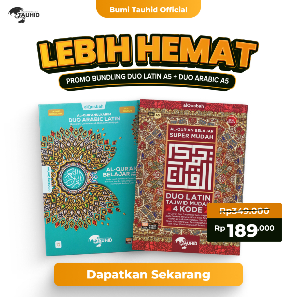 Paket Belajar Al Quran Duo Arabic Latin & AlQuran Duo Latin uk A5 Tajwid Mudah 4 Kode