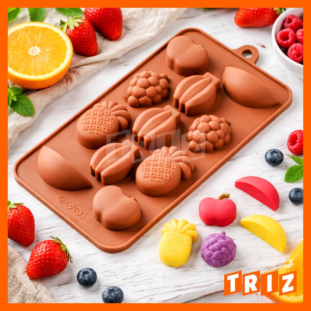 Stok Baru Cetakan Coklat Kue Puding Silikon Buah Pisang Nanas Anggur, Silicone Mold Mini Fruit 11