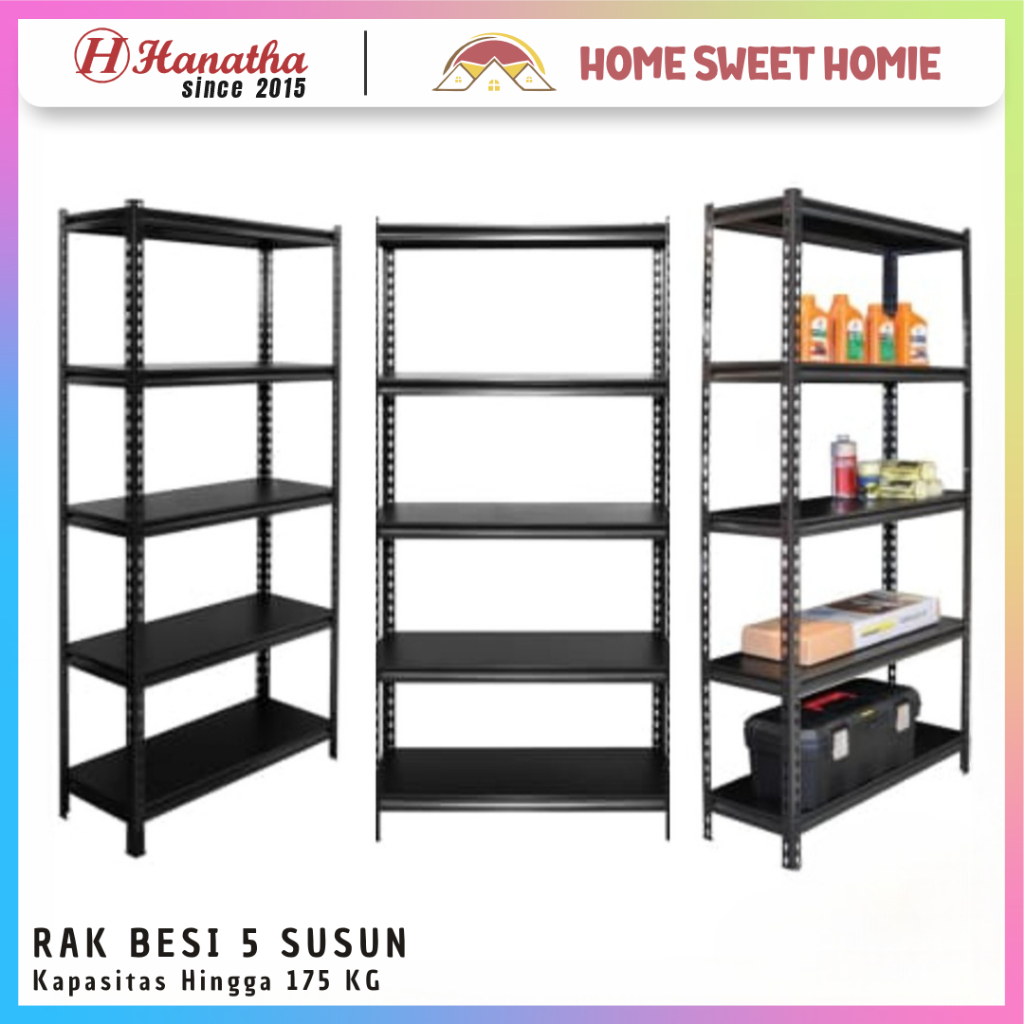 Rak Serbaguna 5 Susun Rak Barang Dagangan Rak Besi Siku 5 Susun Rak Gudang