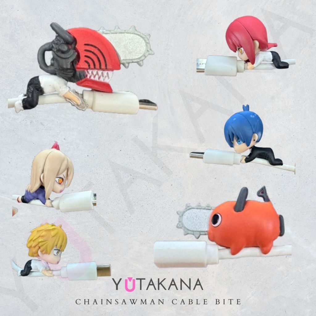 YT Cable Bite Chainsawman pelindung ujung kabel charger / casan headset model Denji Pochita Power