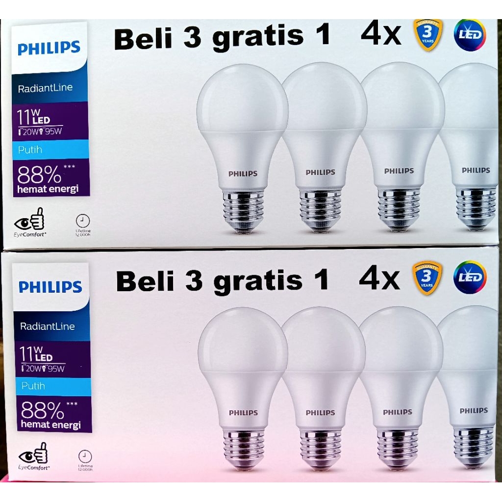 Philips lampu led 11Watt multipack(1box isi 4lampu)