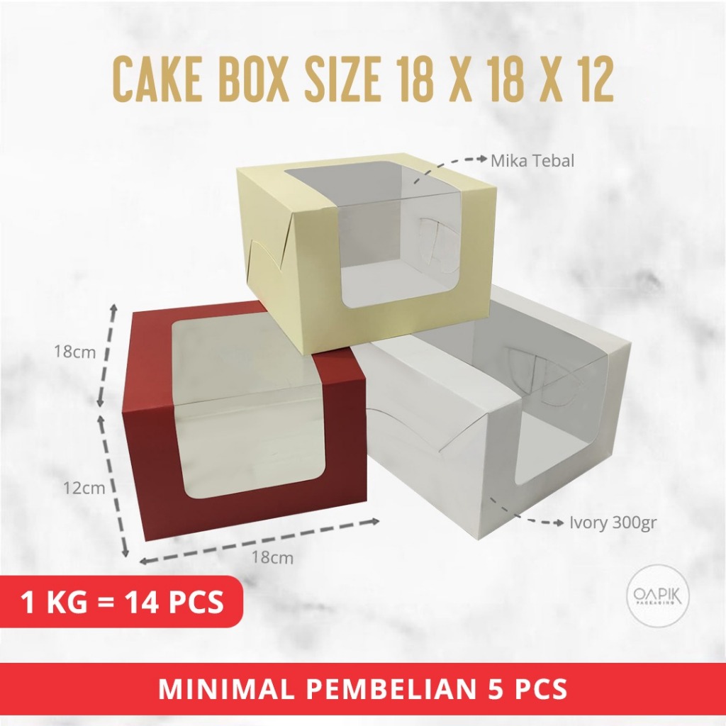 Cake Box 18x18x12, Dus Kue Besar, Box Kue Tebal, Dus Kue 18x18