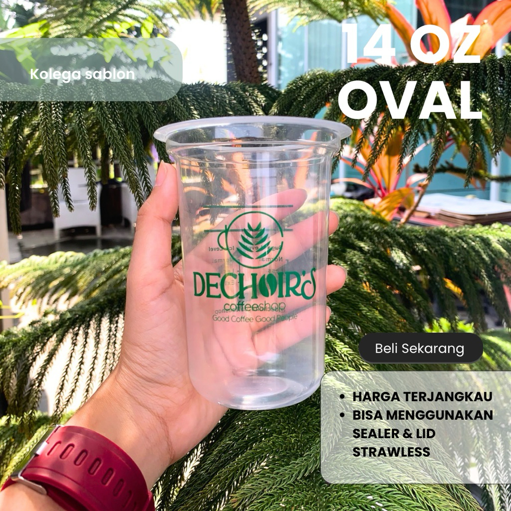 Cup Plastik Murah || Cup Sablon (14oz oval) || Cup Es