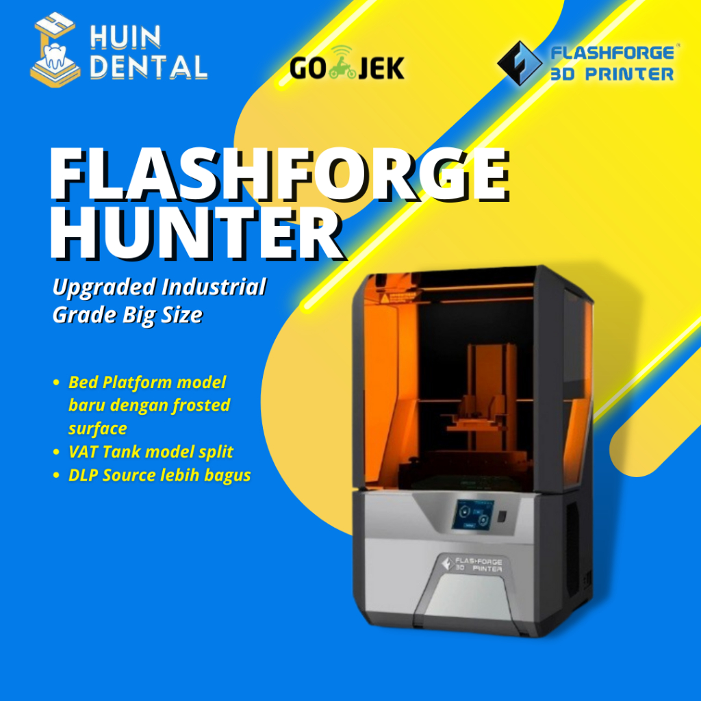 SLA DLP 3D Printer Flashforge Hunter Upgraded Industrial Grade Presisi