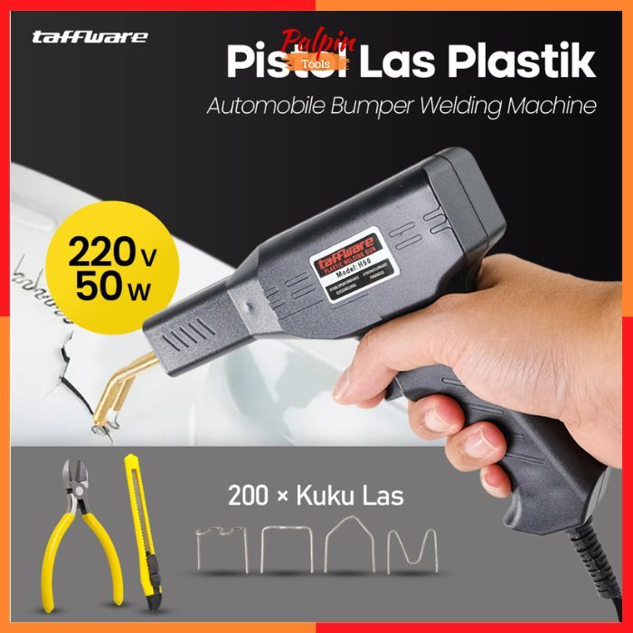 TAFFWARE Pistol Las Plastik 220V 50W Ergonomis 200 Staples Hitam Otomotif