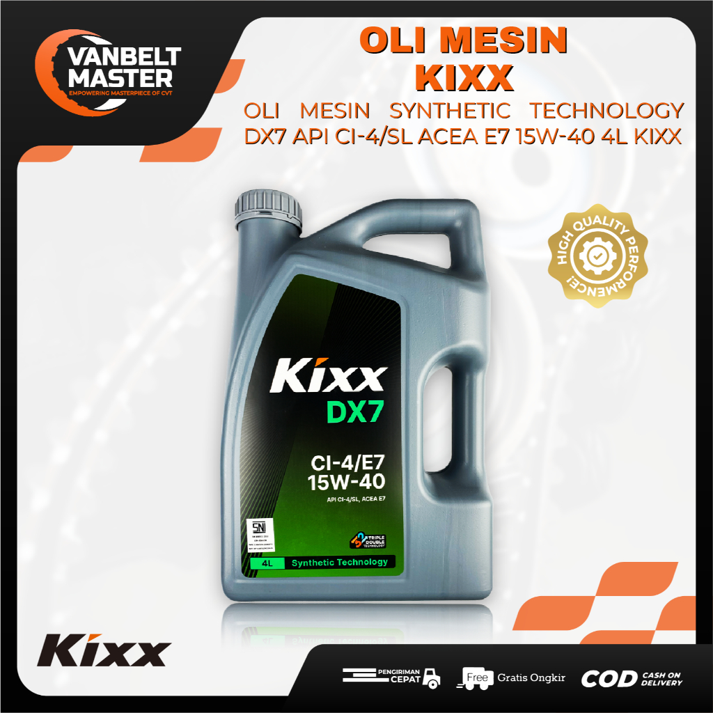 Kixx Oli Mesin Oil DX7 15W-40 API CI-4/SL ACEA E7 Synthetic Technology 4 L 4000ml