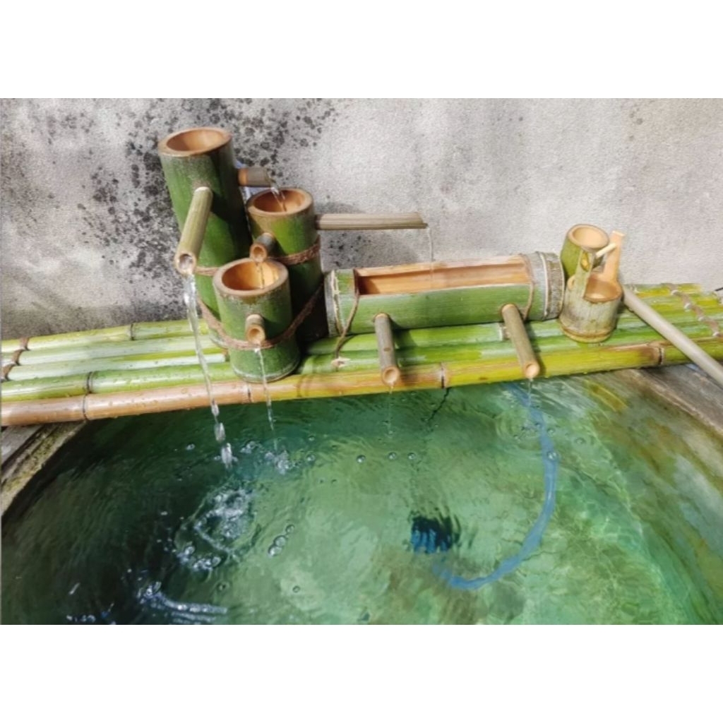 pancuran kolam ikan bambu aksesoris kolam ikan,kolam hias taman