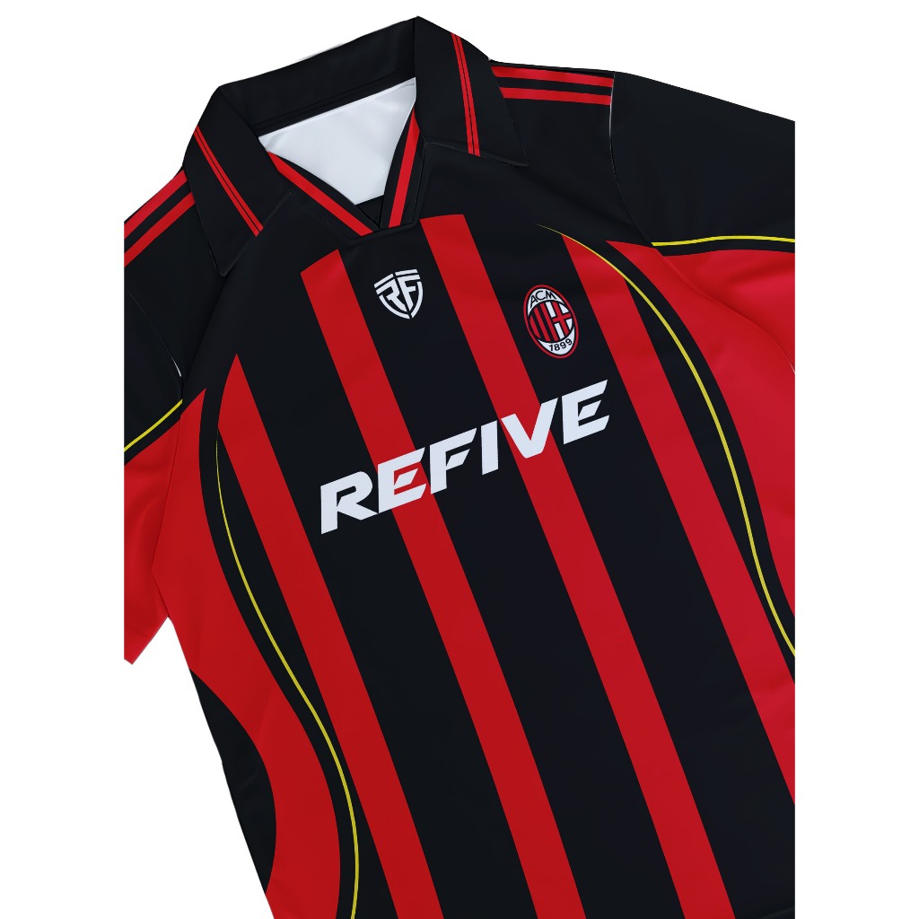 Jersey ReFive-Jersey Vintage Retro Casual/streetwear AC MILAN 3 Unisex Pria dan Wanita Tangan Pendek