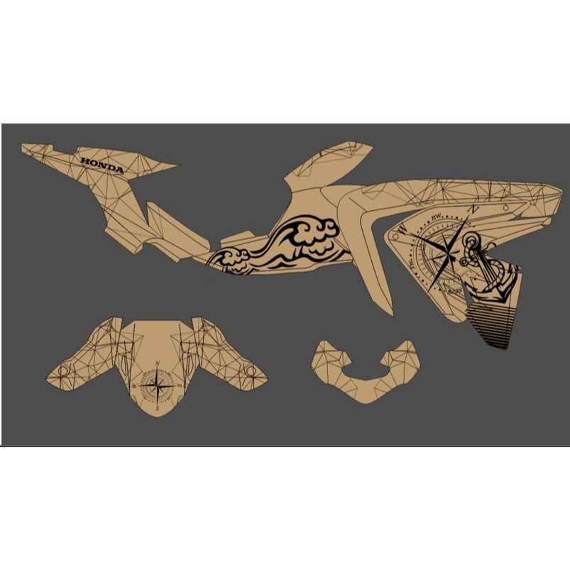 dekal full body keren variasi decal cb 150 x sticker striping motif hitam merah simple D-N4-040