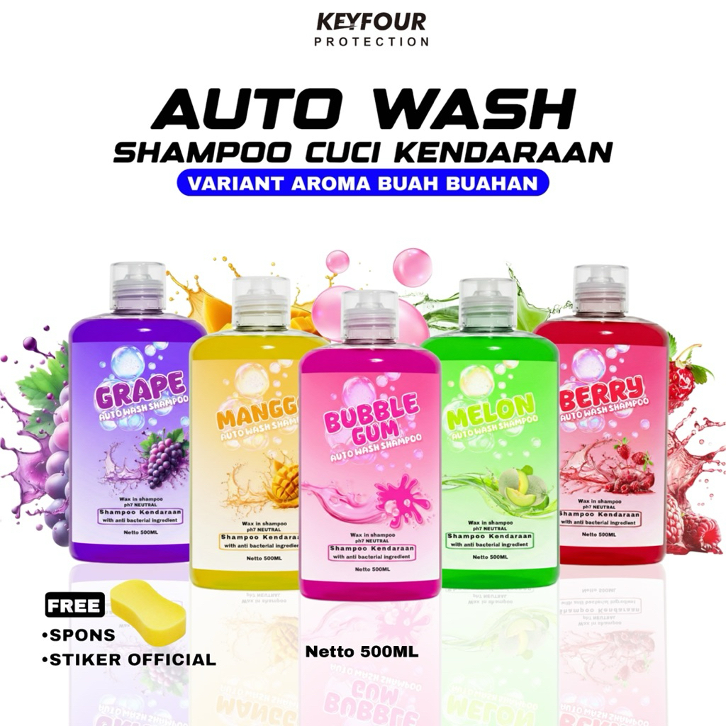 TERLARIS NO.1 SHAMPOO CUCI KENDARAAN AUTO WASH VARIAN AROMA BUAH BUAHAN 500 ML / pH neutral balance 