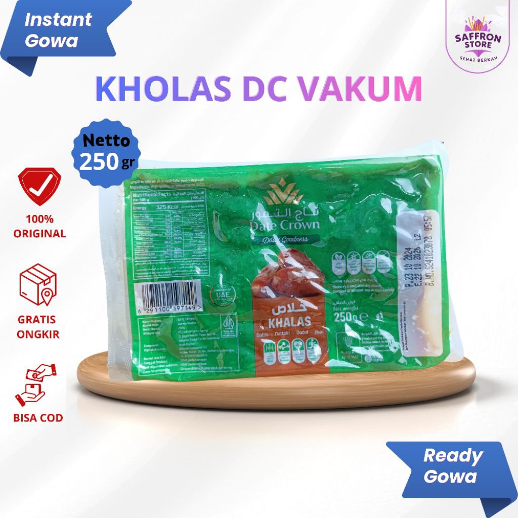 Kurma Khalas Date Crown Vakum 250 Gram