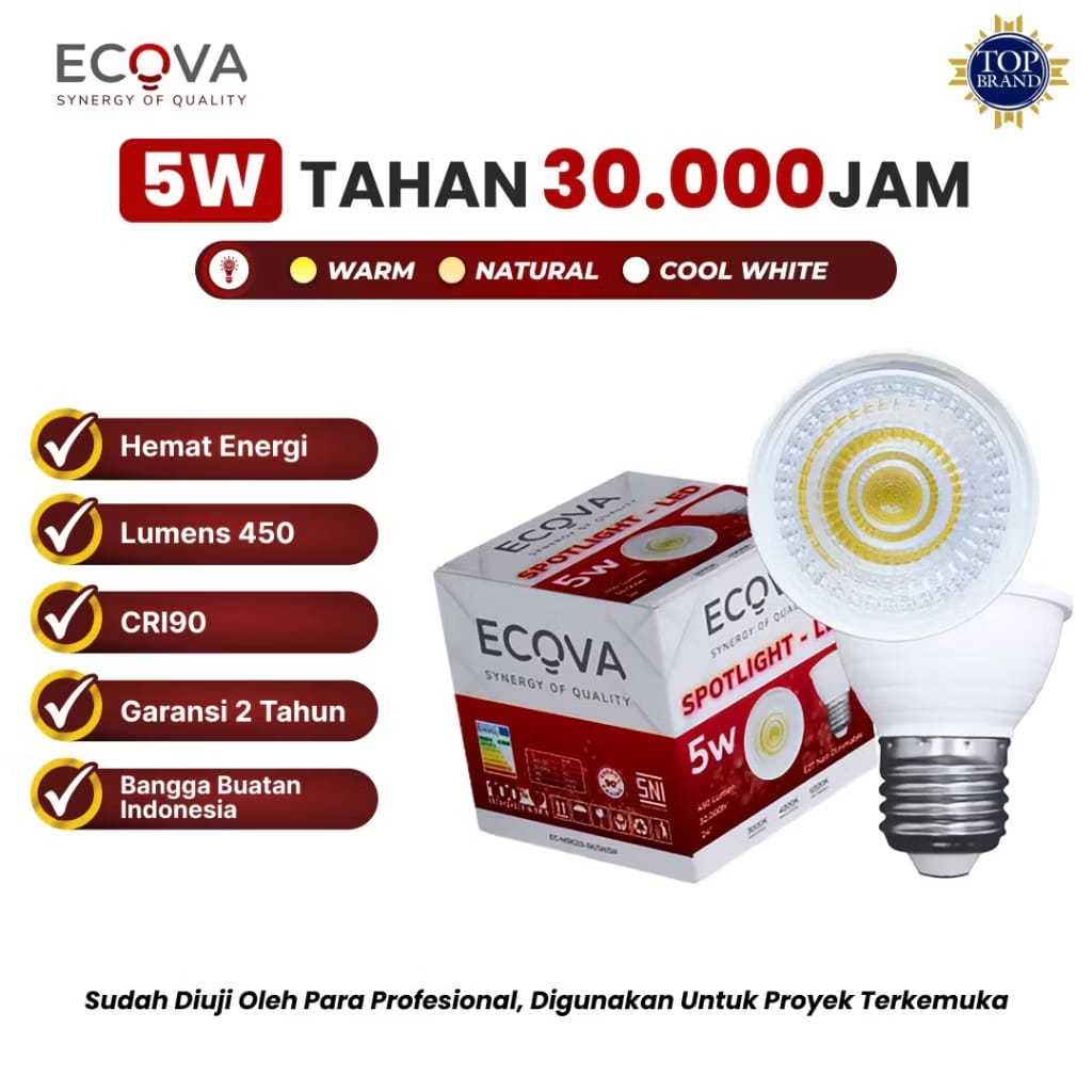 ECOVA - Lampu Halogen LED Mr16 E27 SpotLight 3 Watt / 5 Watt / 7 Watt Lampu Bohlam Led Fitting E27