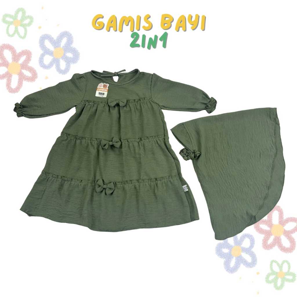 Gamis bayi perempuan 0-6 bulan set hijab bayi dress bayi perempuan newborn setelan gamis Risyababyga