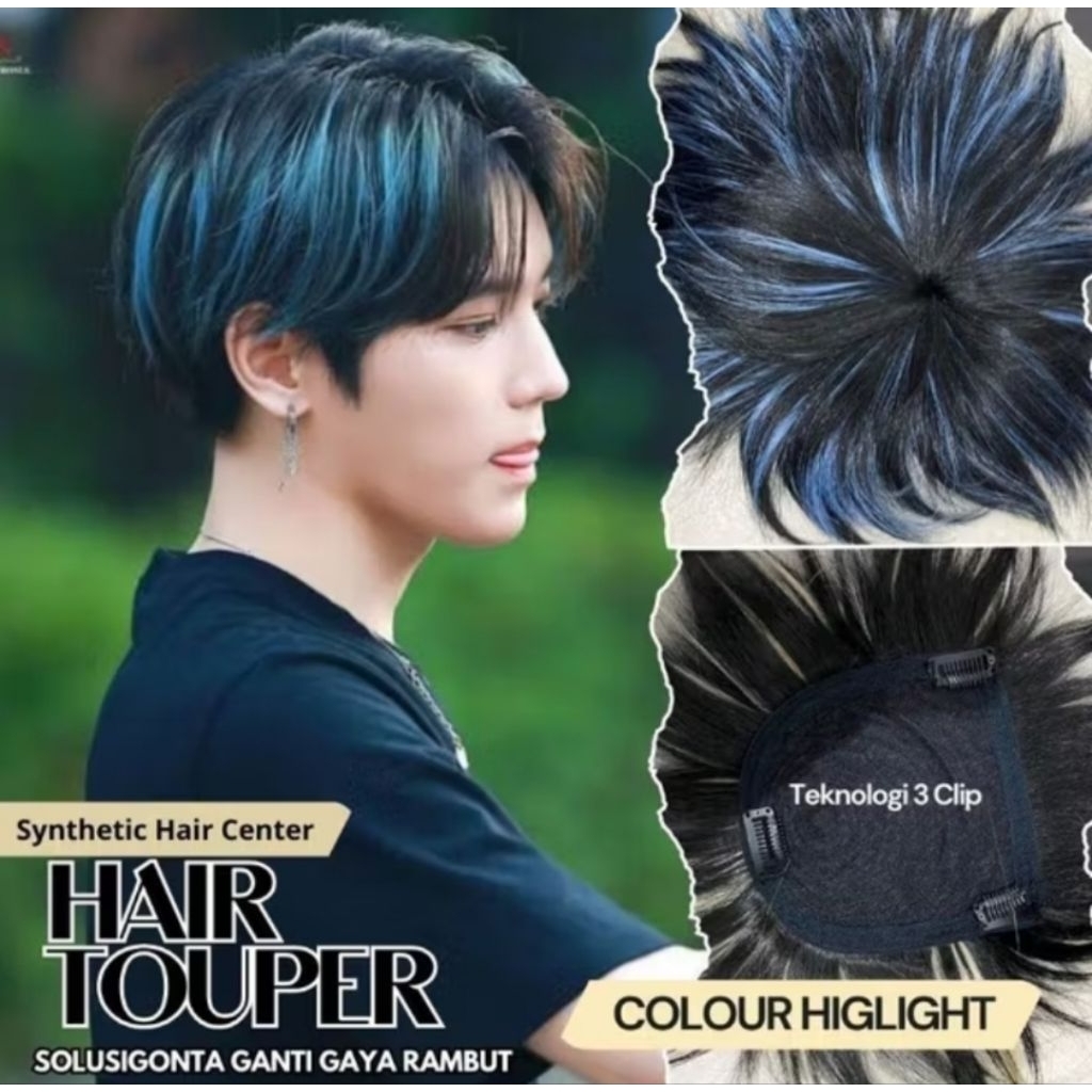 Toupee pria bervariasi warna - Wig Toupee pria keren