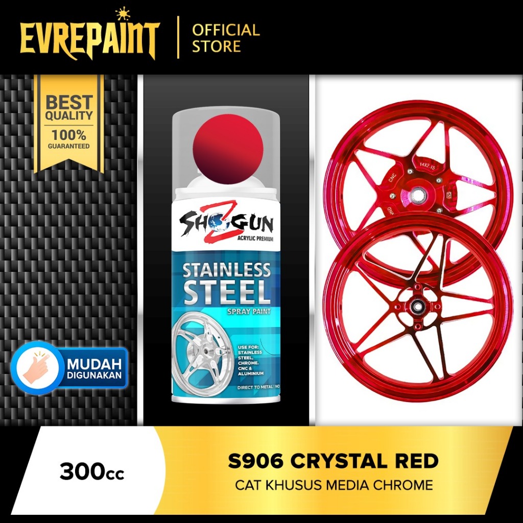 Pilok Shogun Z Cat Semprot Motor Cat Stainless Steel Crystal Red Merah 300 CC Motor Velg CNC Crome