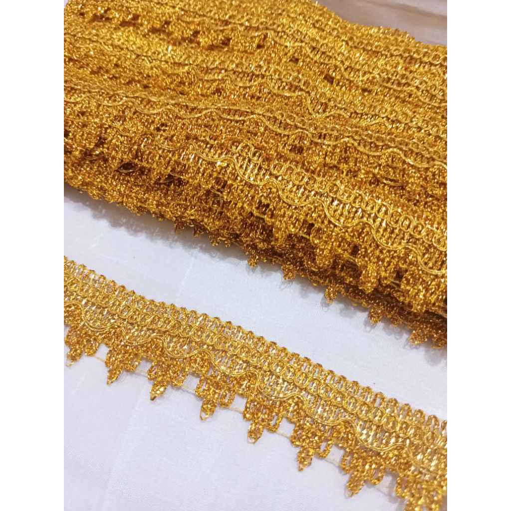 [Rol] Renda Mas 1259/Renda Mas Mahkota/Renda Mas Hias Motif/Renda Pinggiran Kain