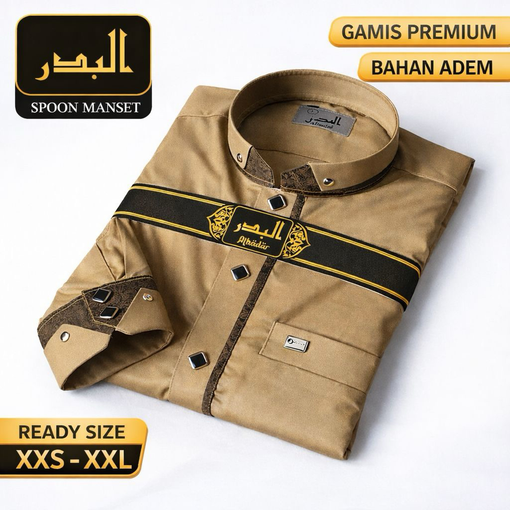 GAMIS PRIA AL BADAR BAHAN KATUN SPUN KANCING PREMIUM/ GAMIS PRIA TERLARIS/ GAMIS IMPORT QUALITY
