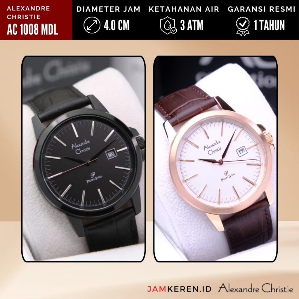 Alexandre Christie - Jam Tangan Pria - AC 1008 MD Jam Tangan Pria Tali Kulit Original Garansi Resmi