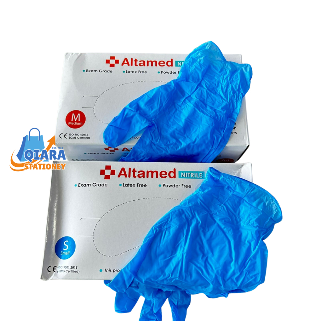 SARUNG TANGAN KARET ALTAMED 100PCS / SARUNG TANGAN STERIL WARNA BIRU / SARUNG TANGAN MEDIS