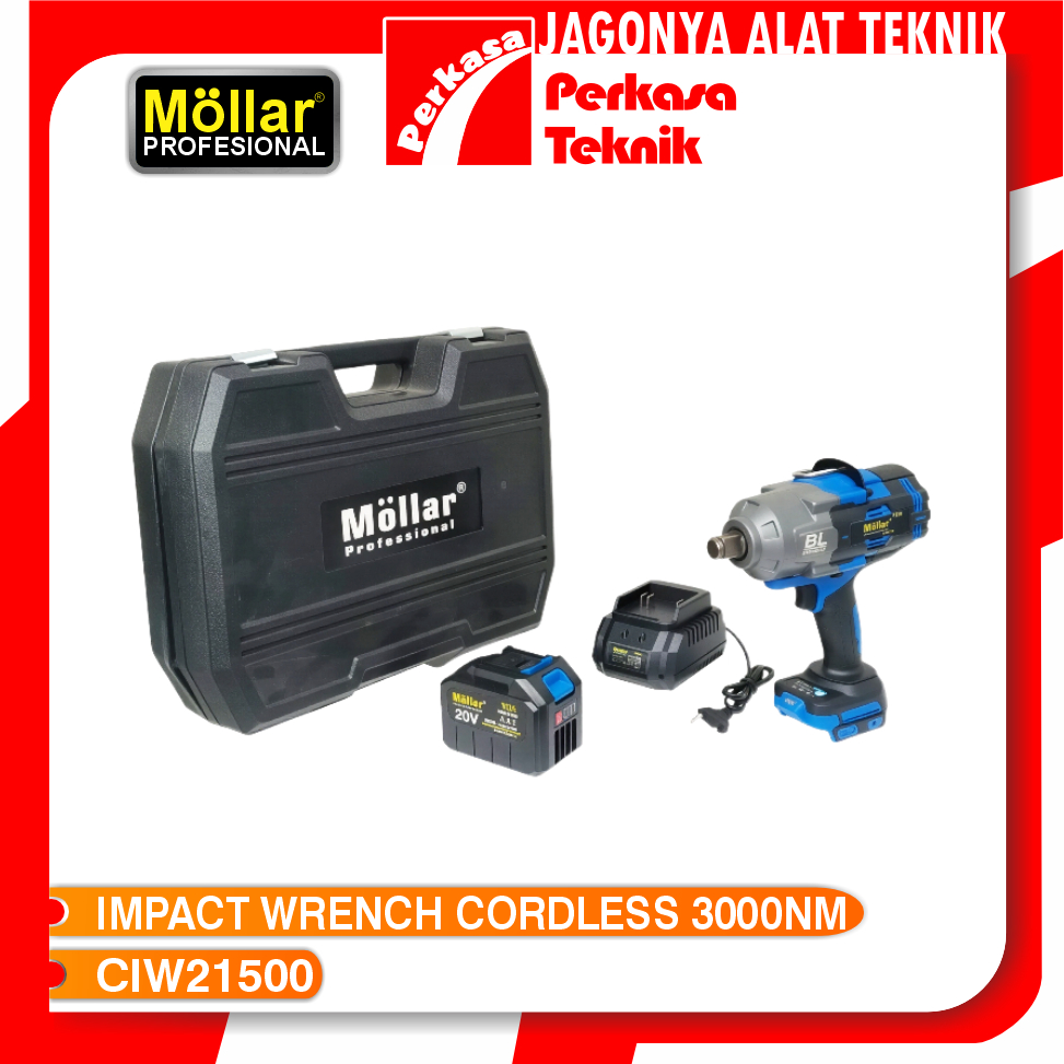 IMPACT WRENCH CORDLESS 3000 Nm MOLLAR CIW21500 ALAT BUKA BAUT BATERAI 3000NM