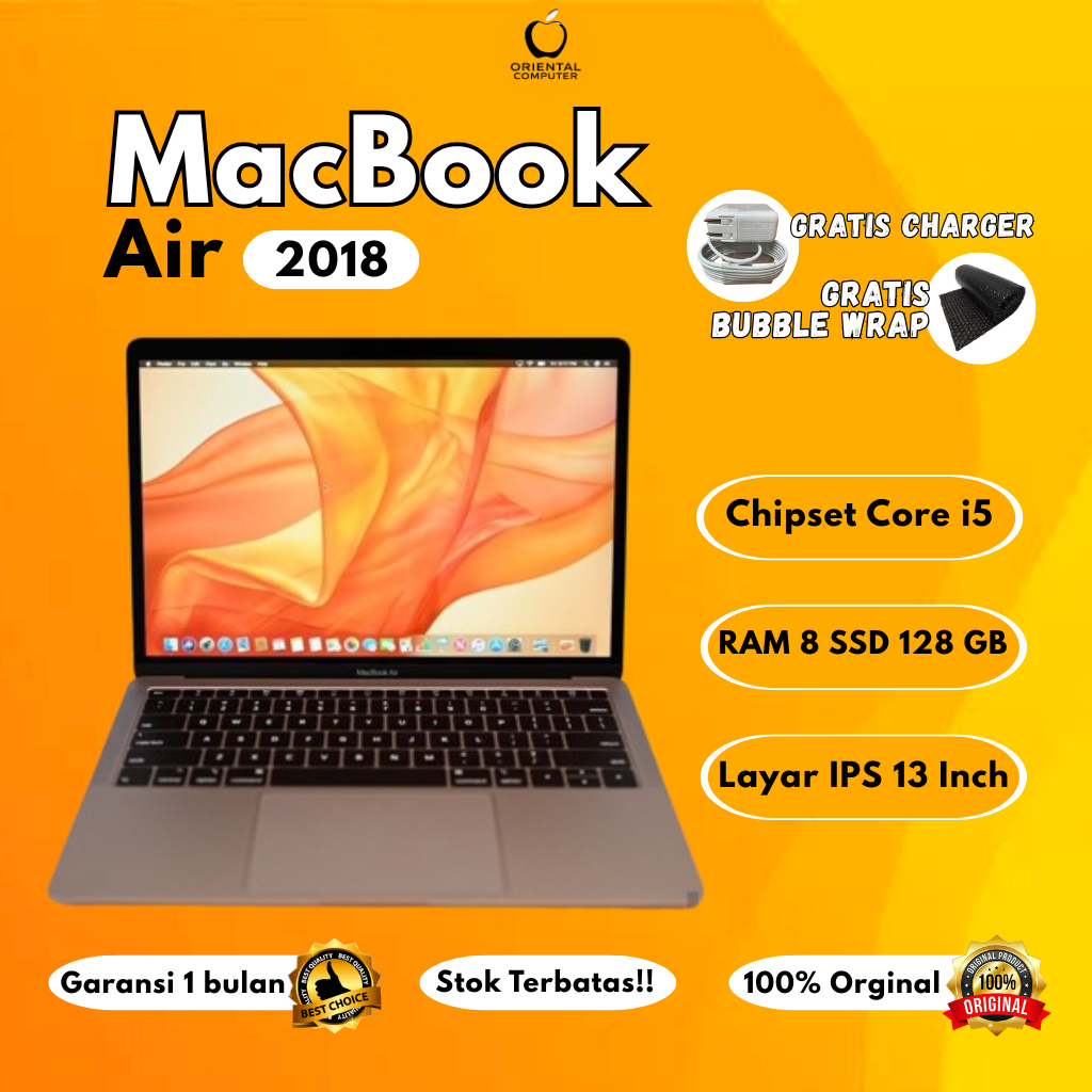 Macbook Air 2018 13" 8/128 second original bergaransi