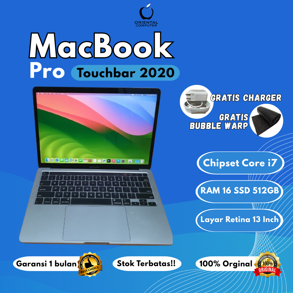 Macbook Pro 13in 2020 Core i7 16/512 Second Original Bergaransi