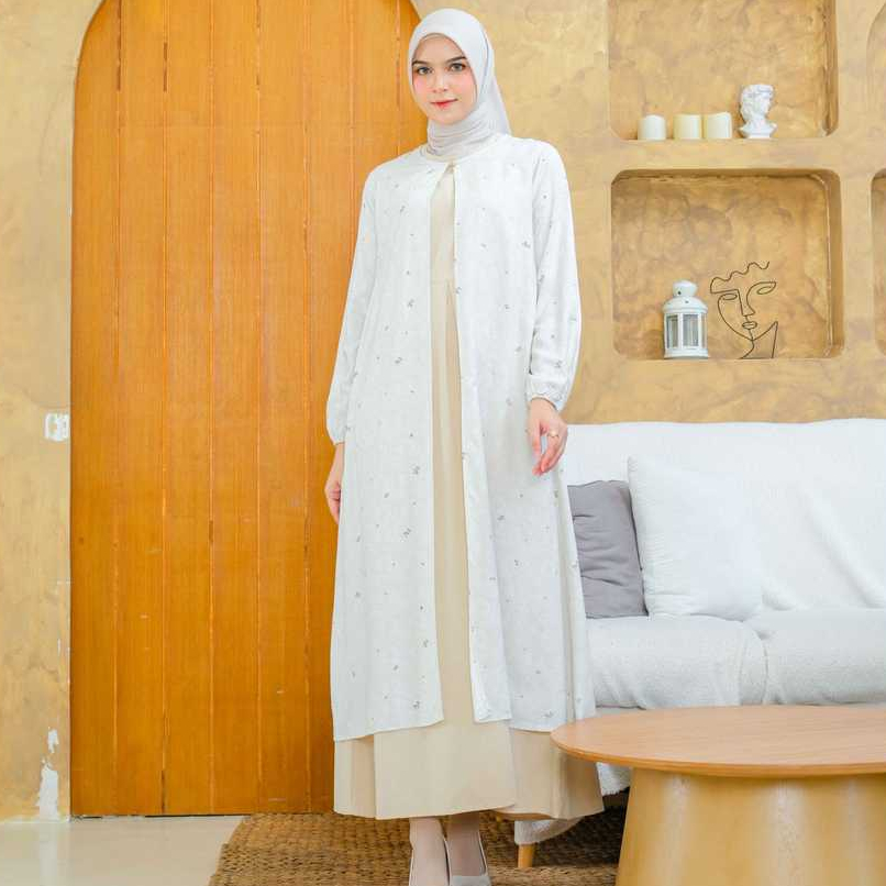 RILLEY - Gamis Zinnia | Gamis Wanita Bahan Katun Poplin Kombinasi Rayon Slub