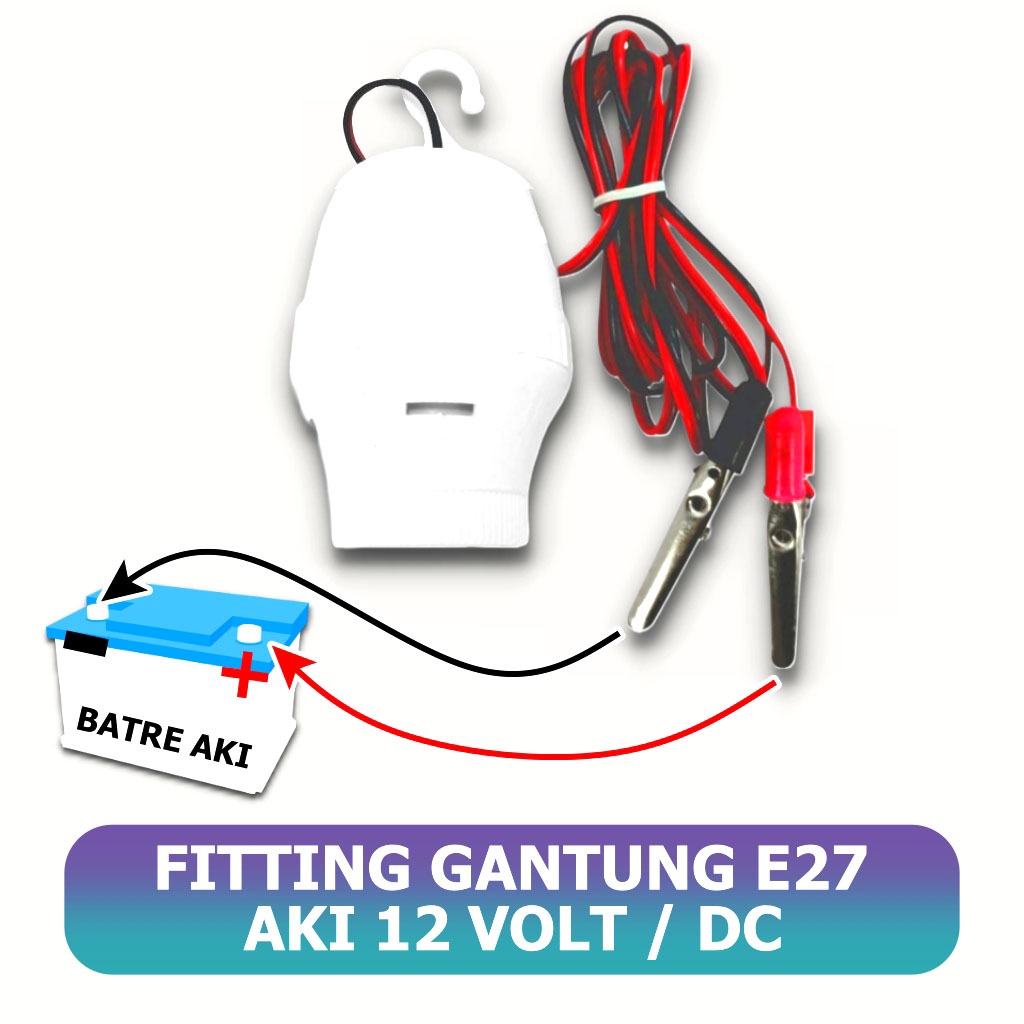 Fitting Lampu Aki DC 12V to AC 220V - Inverter Praktis, Hemat Energi, Mudah Dipasang