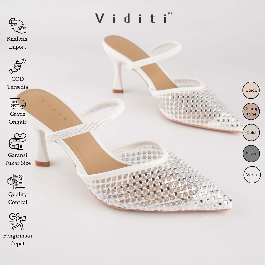 Viditi Justina Heels 8 cm | Shoes | Sepatu Import Wanita | Wedding | Wisuda | Seserahan