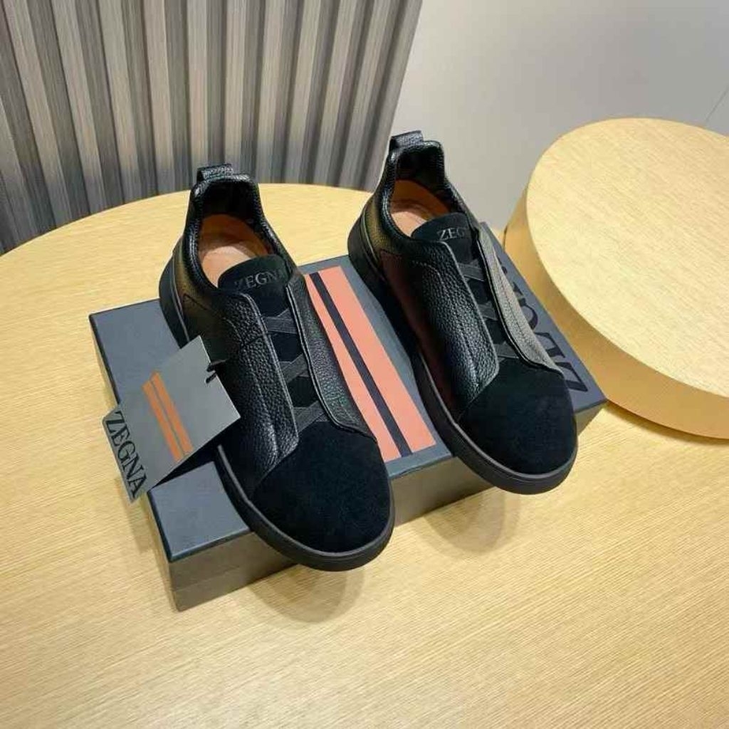 SEPATU PRIA SLIPON ZEGNA SNEAKERS SUEDE KOMBI