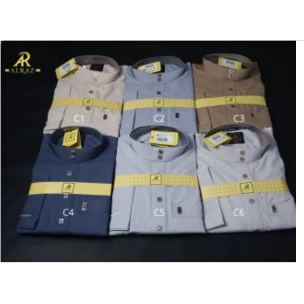 Jubah Dewasa Alraz Polyester Zink Alfarizqi - Lengan Panjang Manset, Kerah Shanghai, Motif Polos Ele
