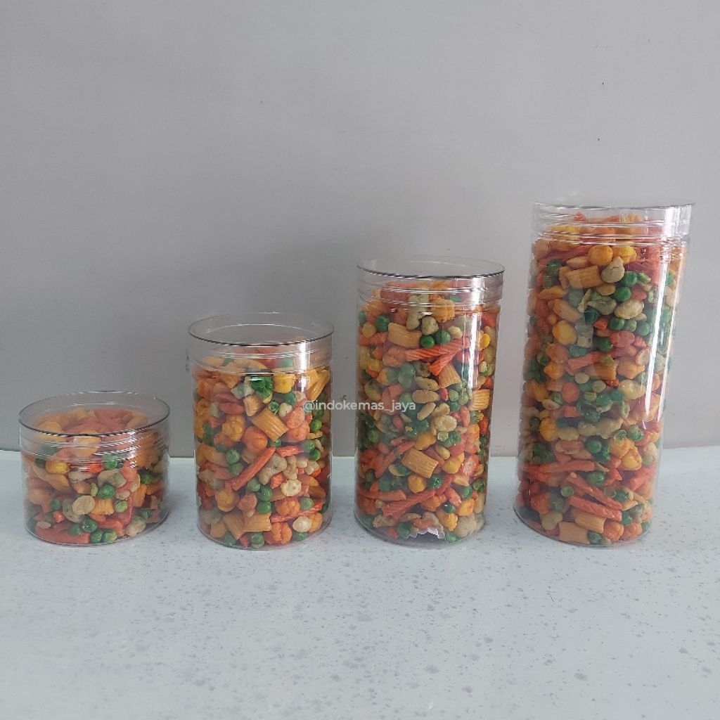 [12 pcs] Toples Tabung Tutup Bening 400ml/ Toples Mini Transparan/ Toples Kue Kering/ Tempat Sambal,