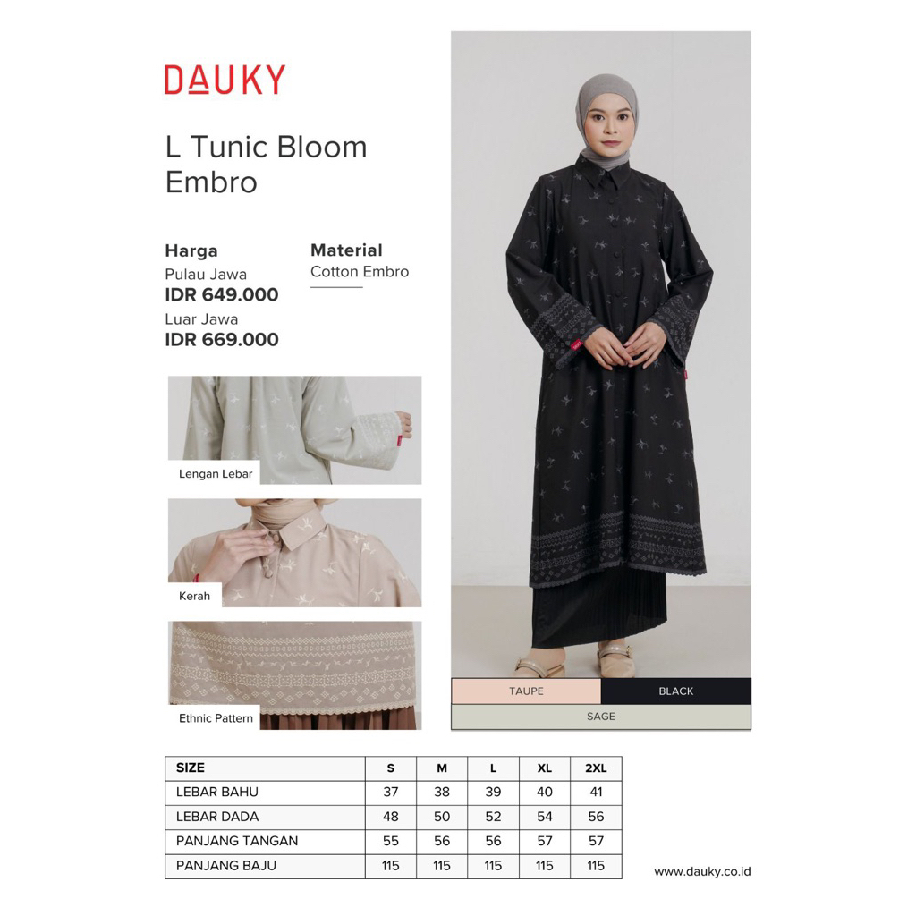 L tunic bloom embro dauky tunik dauky