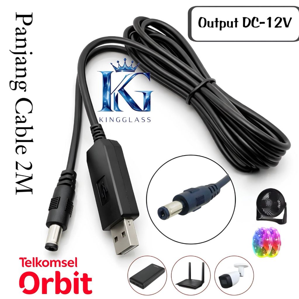 Kabel Orbit 2Meter USB To DC-12V Casan Modem Ori Real IC 100% Router Telkomsel Star 2 Max Pro [SEN]
