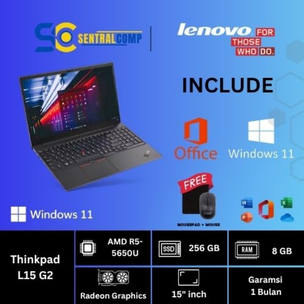 Lenovo Thinkpad E15 L15 G2 Intel Core I7-1165g7 8Gb 256Gb 15" Inch second like neww