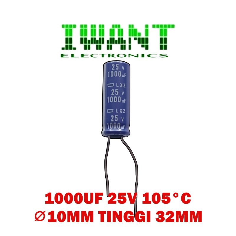 1000UF 25V ELCO 1000UF25V ELCO 1000 UF 25 VOLT KAPASITOR 1000UF25V 105'