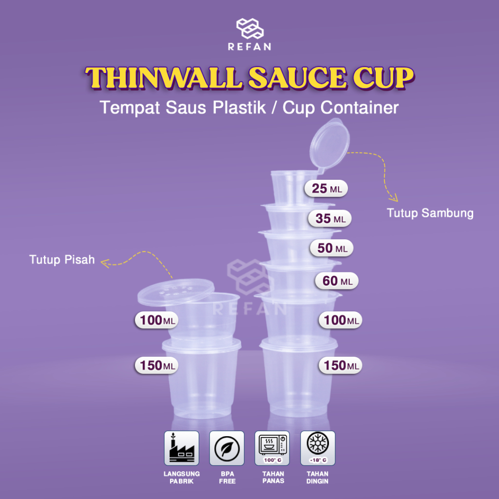 Thinwall Sauce Cup / Tempat Saus / Puding Semua Ukuran Per 1 Pack