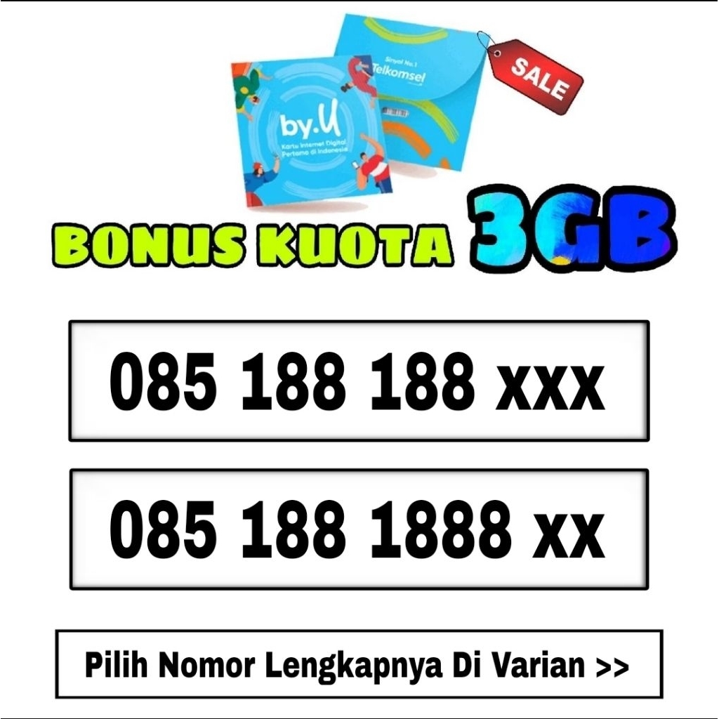 Nomor cantik by.u - Nomor Super - kartu perdana - Sim card - by.u- Telkomsel prabayar - suport jarin