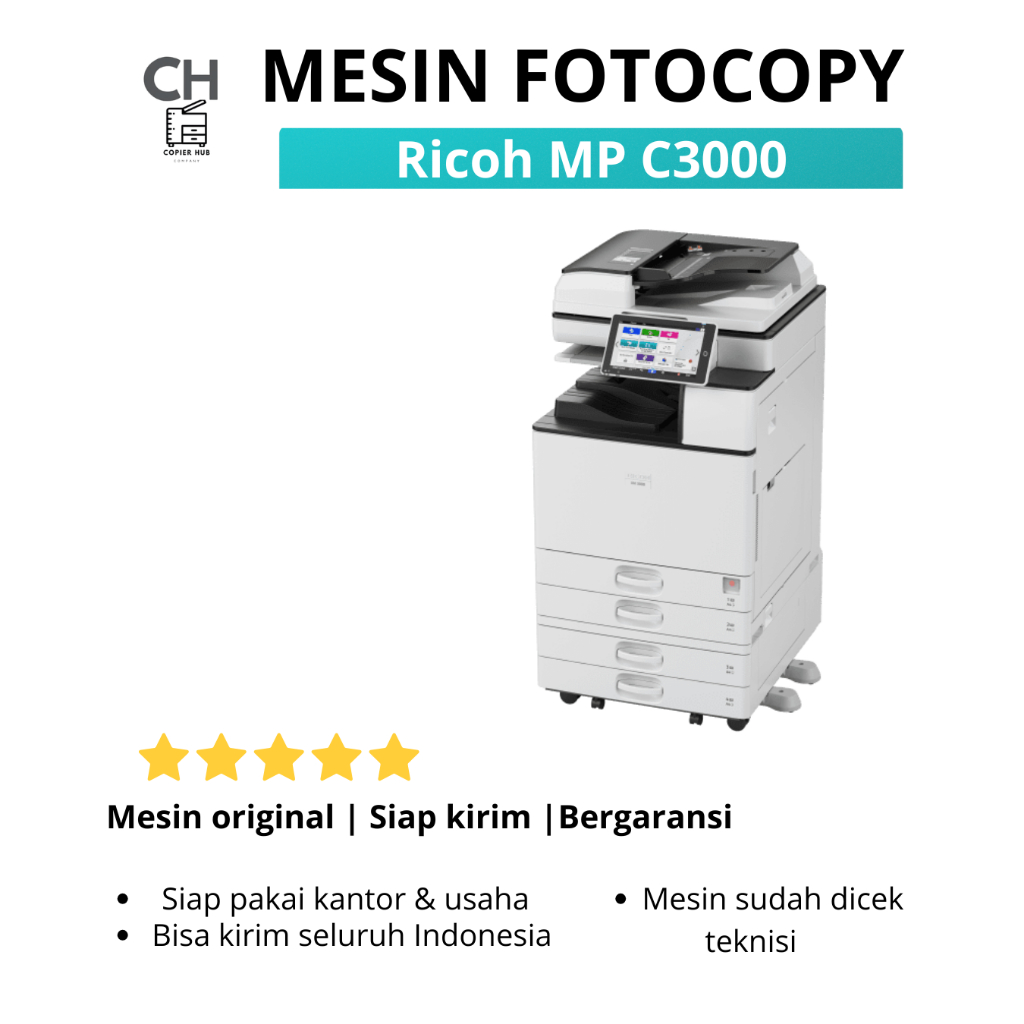 Mesin Fotocopy Ricoh MP C3000 – Warna & Hitam Putih | A3 A4 | Siap Pakai