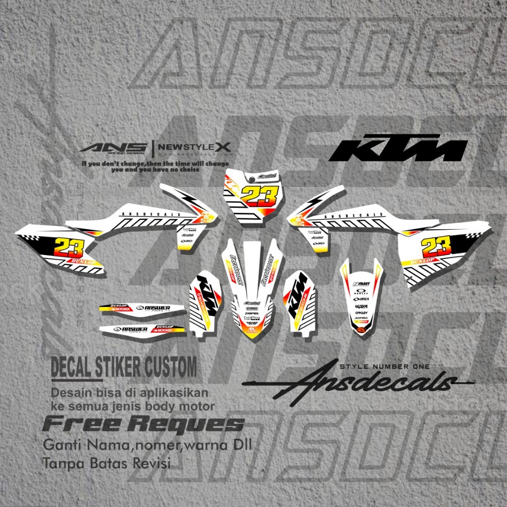DECAL KTM 85/KTM 250 FULL BODY STIKER MOTOR KTM 85/250 FREE REQUEST