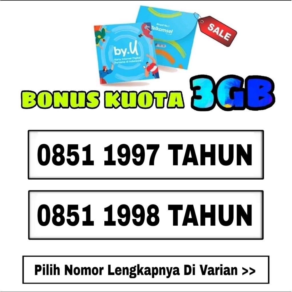 Nomor cantik by.u - Nomor Super - kartu perdana - Sim card - by.u- Telkomsel prabayar - suport jarin