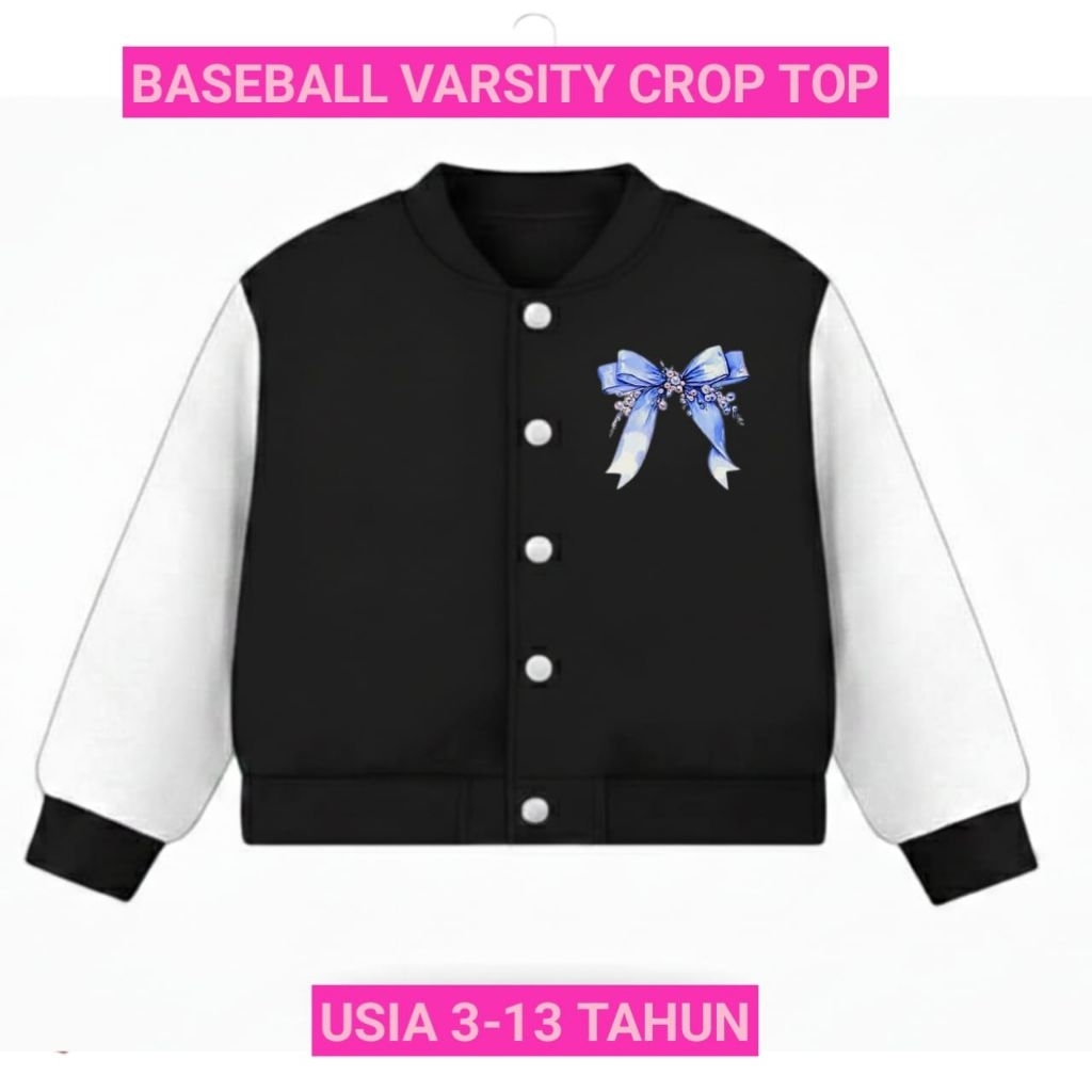 Jaket Baseball Crop Top Anak Perempuan Stylist Korean Sporty