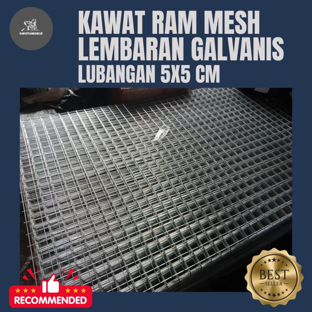 Kawat Ram Mesh Galvanis Lembaran Lubangan 5x5cm Tebal Kawat 2,5mm - 3mm - 4mm Variasi Ukuran