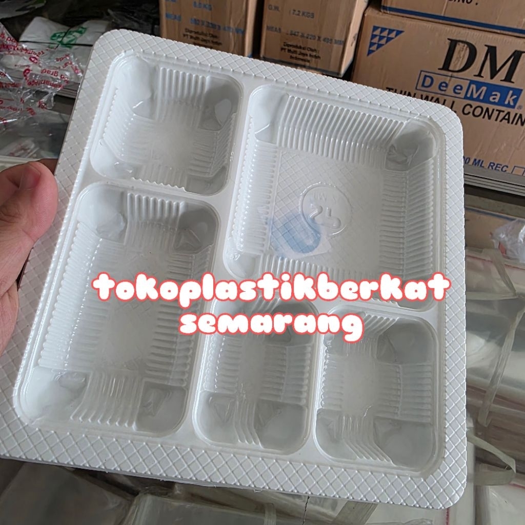 [Isi50] Mika Sekat 5 Warna Putih untuk dus nasi 20x20 / Mika Sekat 5 Warna Putih untuk dus nasi uk 2