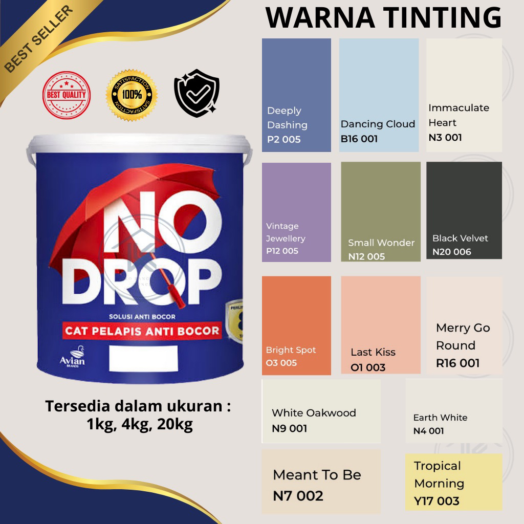 Cat no drop 1Kg Warna Tinting Lengkap