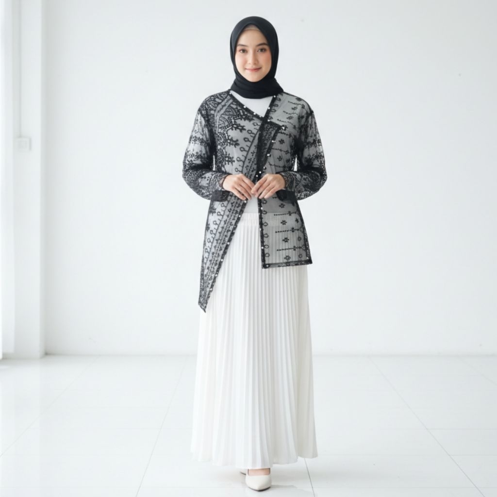 Outer Jasmine Brokat modern Sapto Full Payet  Outer Brokat janggan Kondangan wisuda lebaran