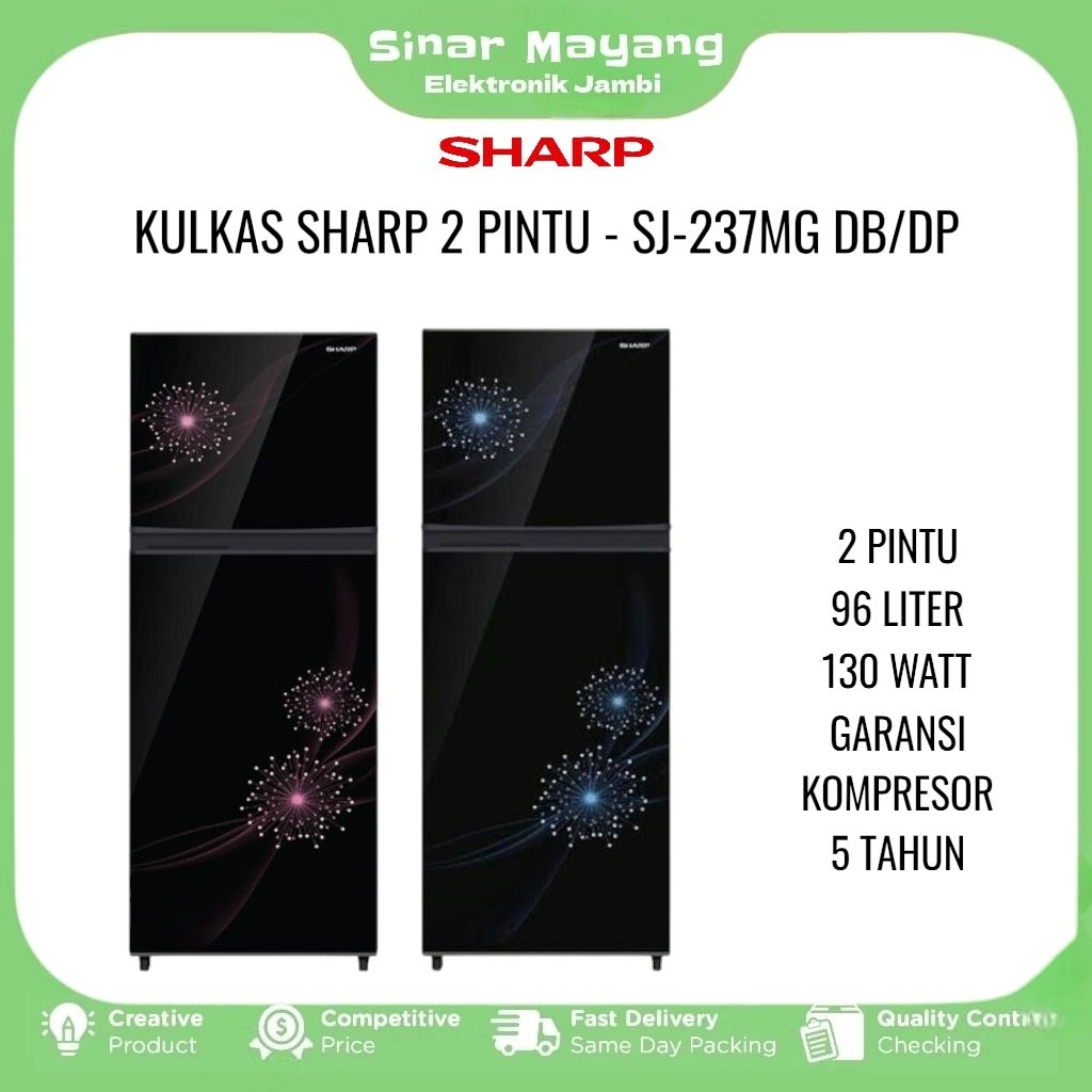Kulkas SHARP SJ-237MG/ Kulkas SHARP 2 Pintu/ Garansi Resmi SHARP