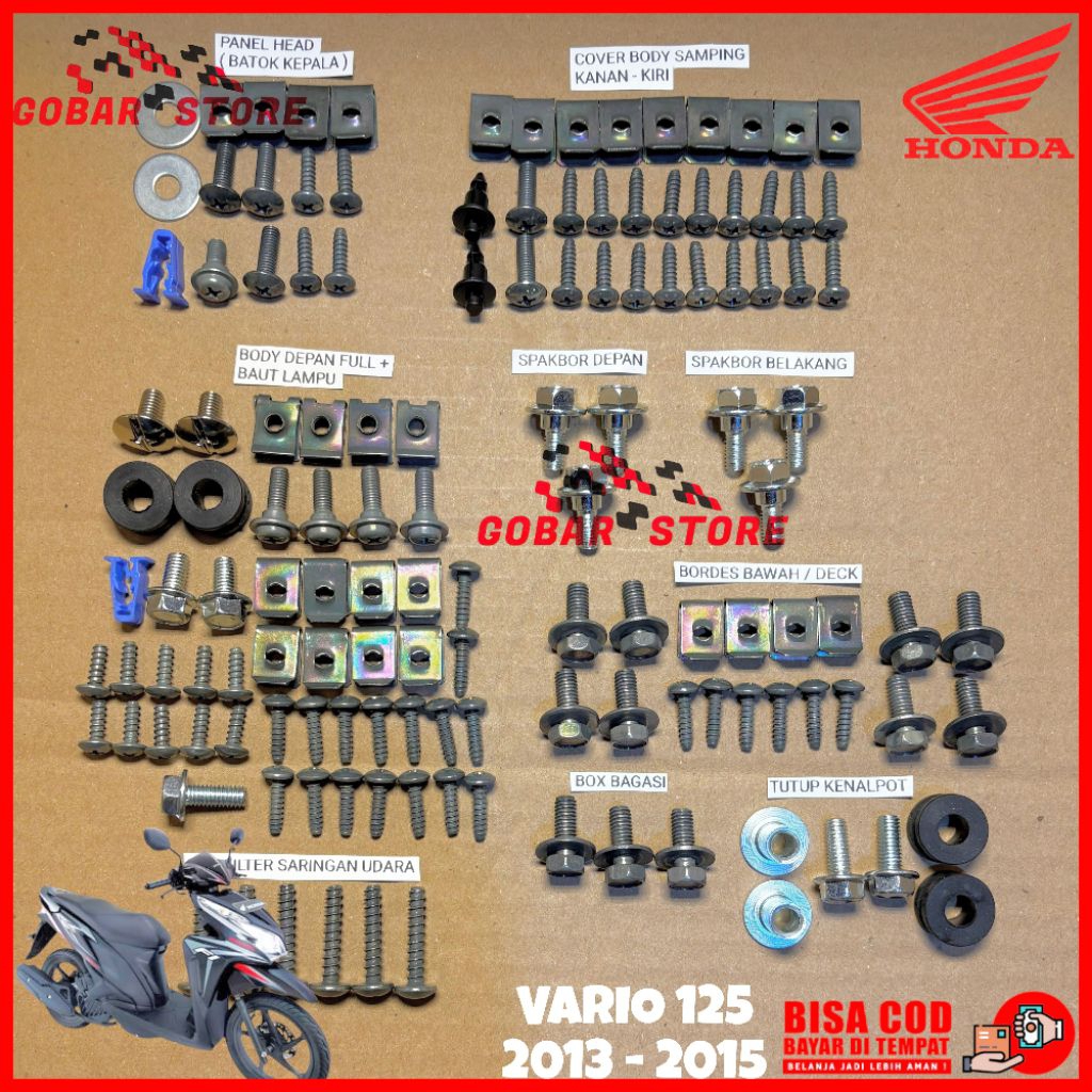 Baut Lengkap Full Set Body Vario 125 Old / Baut Lengkap Full Set Bodi Vario 125 Old